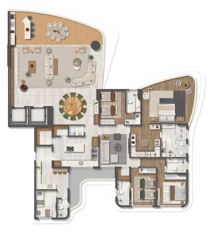 Floor plan option for a 351 m² apartment