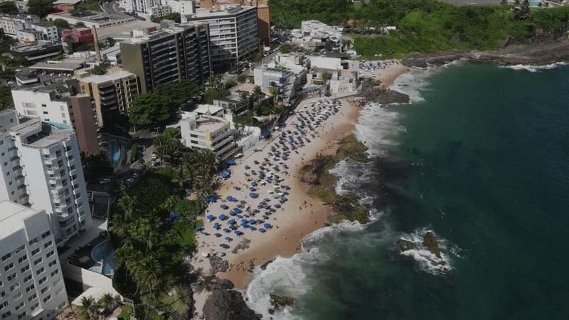 Aerial view of the Rio Vermelho coast in Salvador
