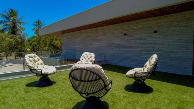 Sky lounge with lawn and lounge chairs