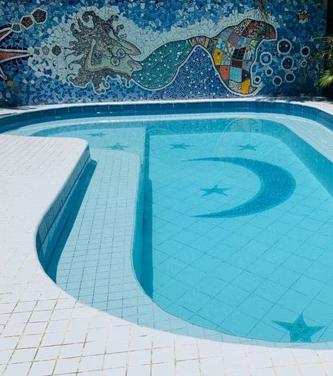 Pool with mosaic panel