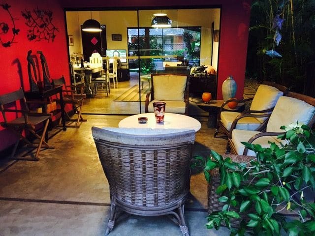 Terrace opening to the garden