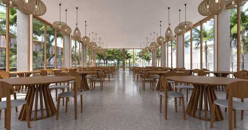 Illustrative rendering of the party room
