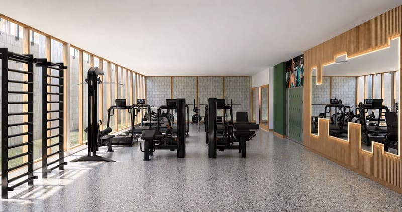 Illustrative rendering of the gym