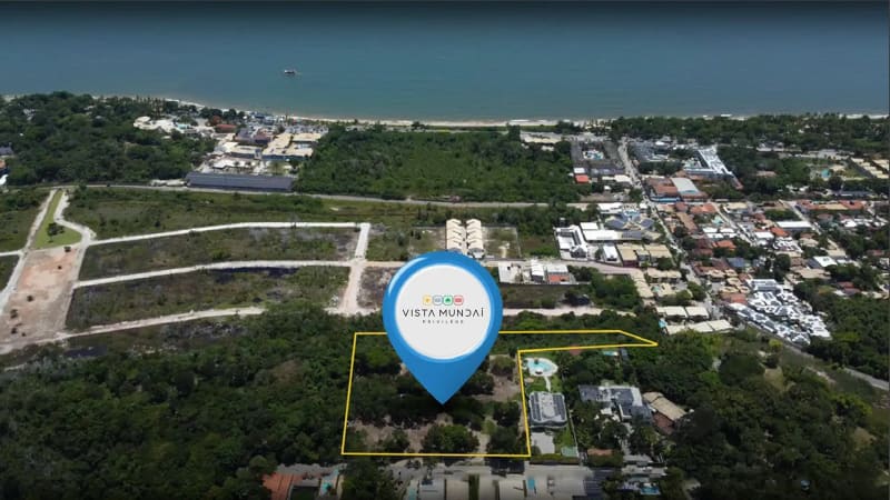 Aerial view of the site and the coast