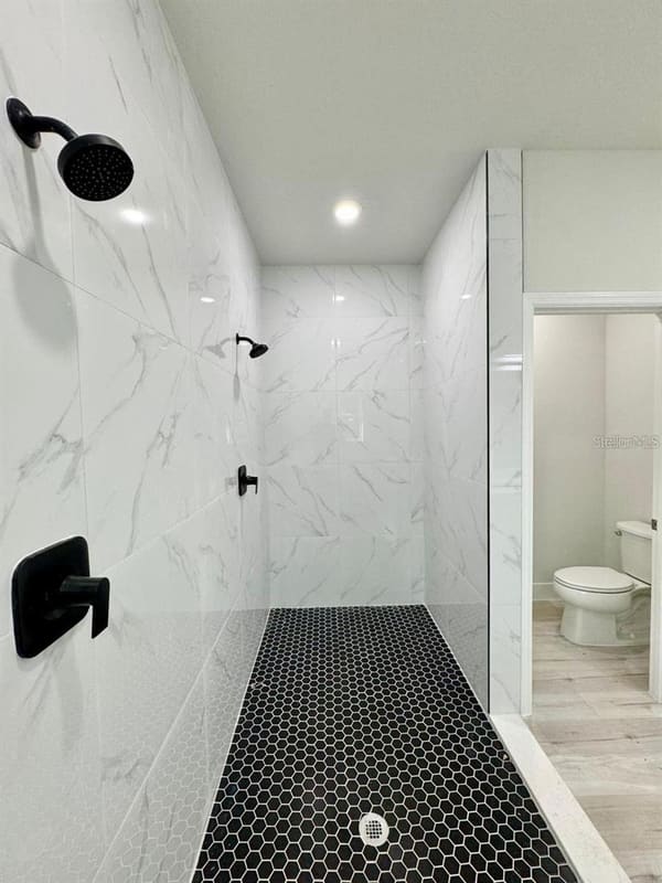 Tiled walk-in shower