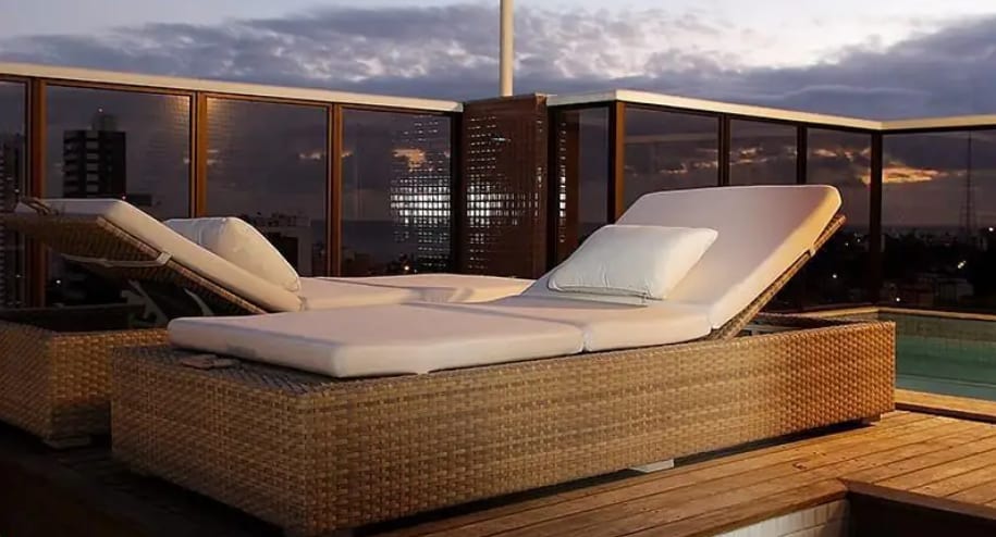Terrace with sun loungers