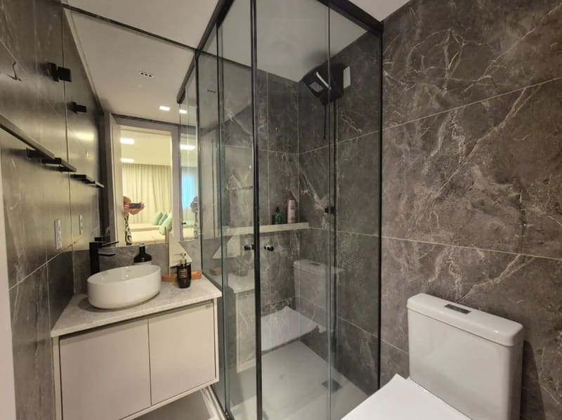 Bathroom with a glass shower enclosure