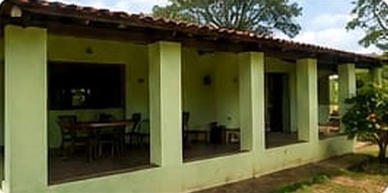 Veranda of the farmhouse with its dining table