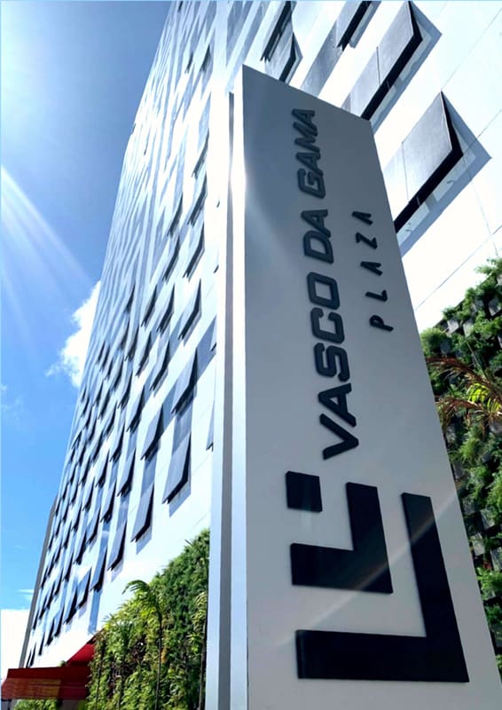 Vasco da Gama Plaza entrance sign