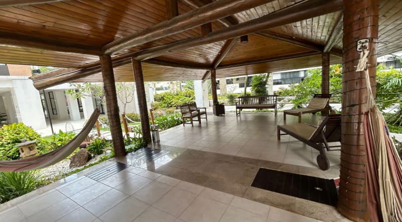 Lounge area with hammocks