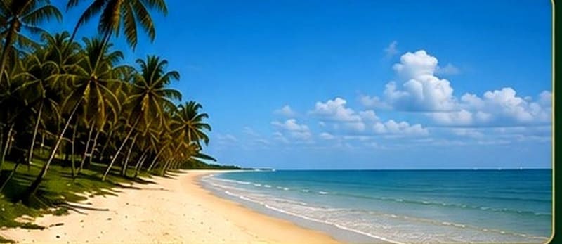 Sandy beach with calm, sheltered water