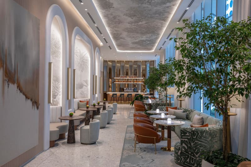 Double-height lobby lounge