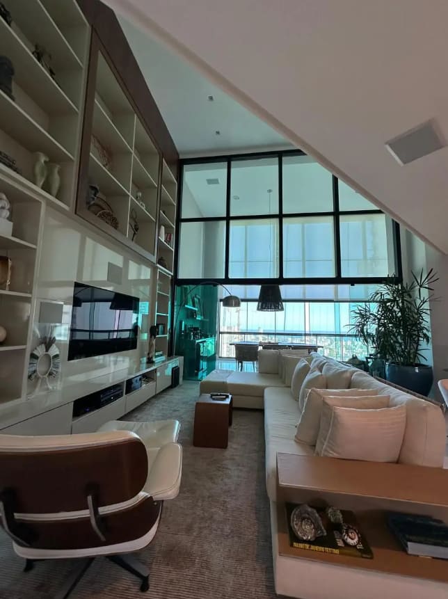 Living room with shelving
